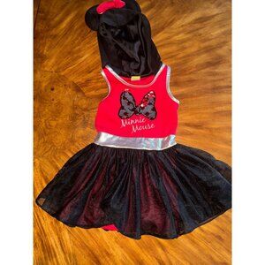 Cute DISNEY Minnie Mouse Squine Tulle Fluffy Girls Hoody Dress - Size XS (4-5)